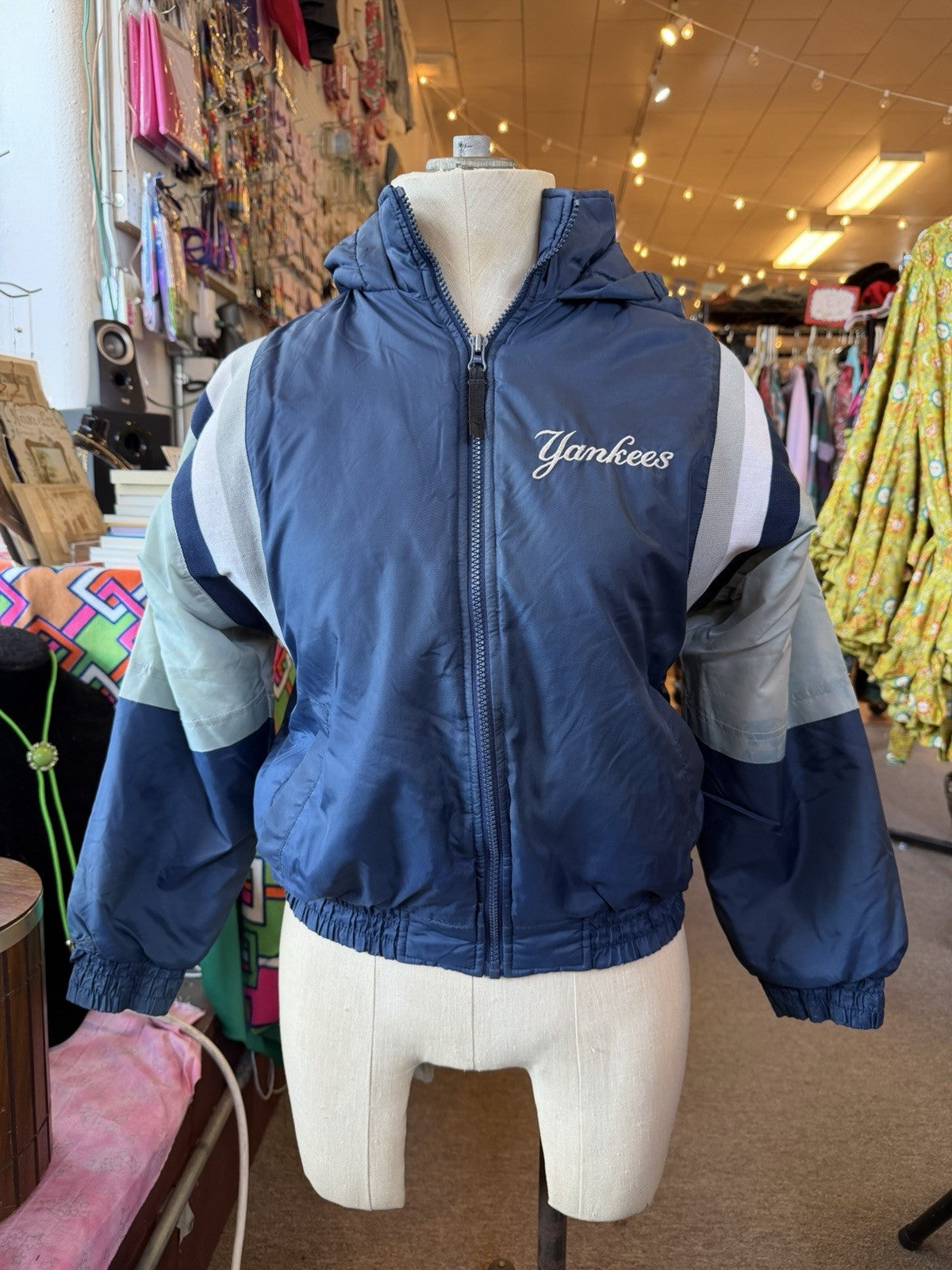 AS IS MLB NY YANKEES Bomber Jacket Blue Sports Youth Medium