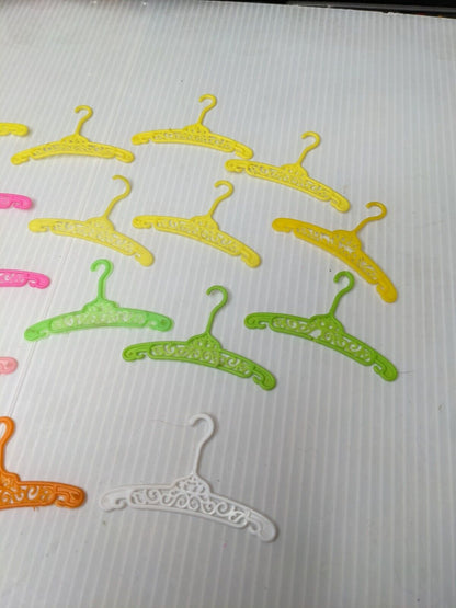 Vintage Barbie Doll 1960s 1970s Filigree Mod Hangers Green Pink Yellow Lot 