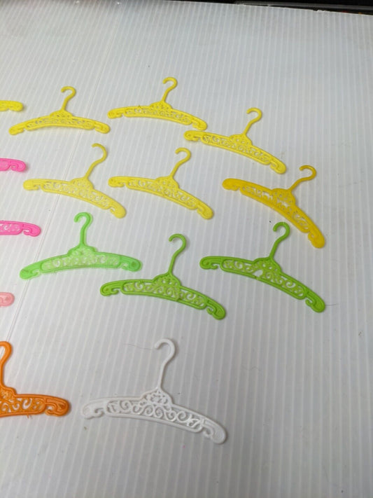 Vintage Barbie Doll 1960s 1970s Filigree Mod Hangers Green Pink Yellow Lot 