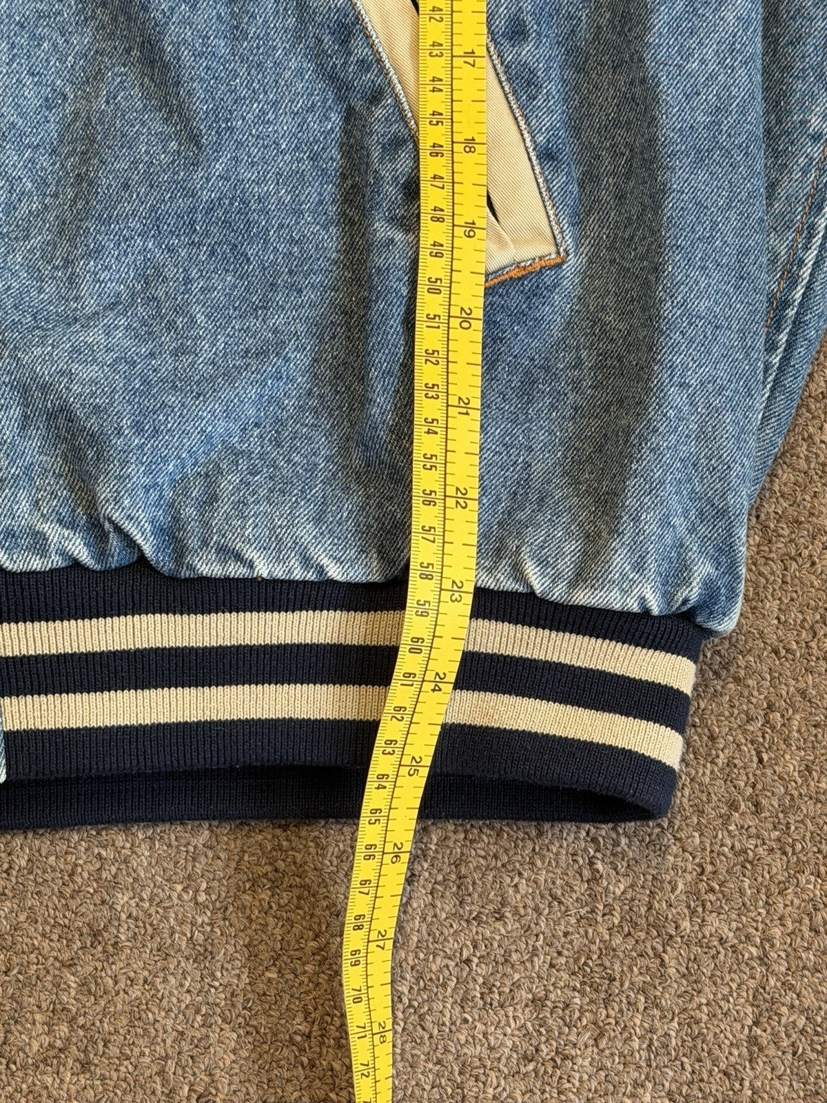 AS IS Vintage Monterey Bay Denim Varsity Jacket M Maytag Promo Bomber Two-Tone