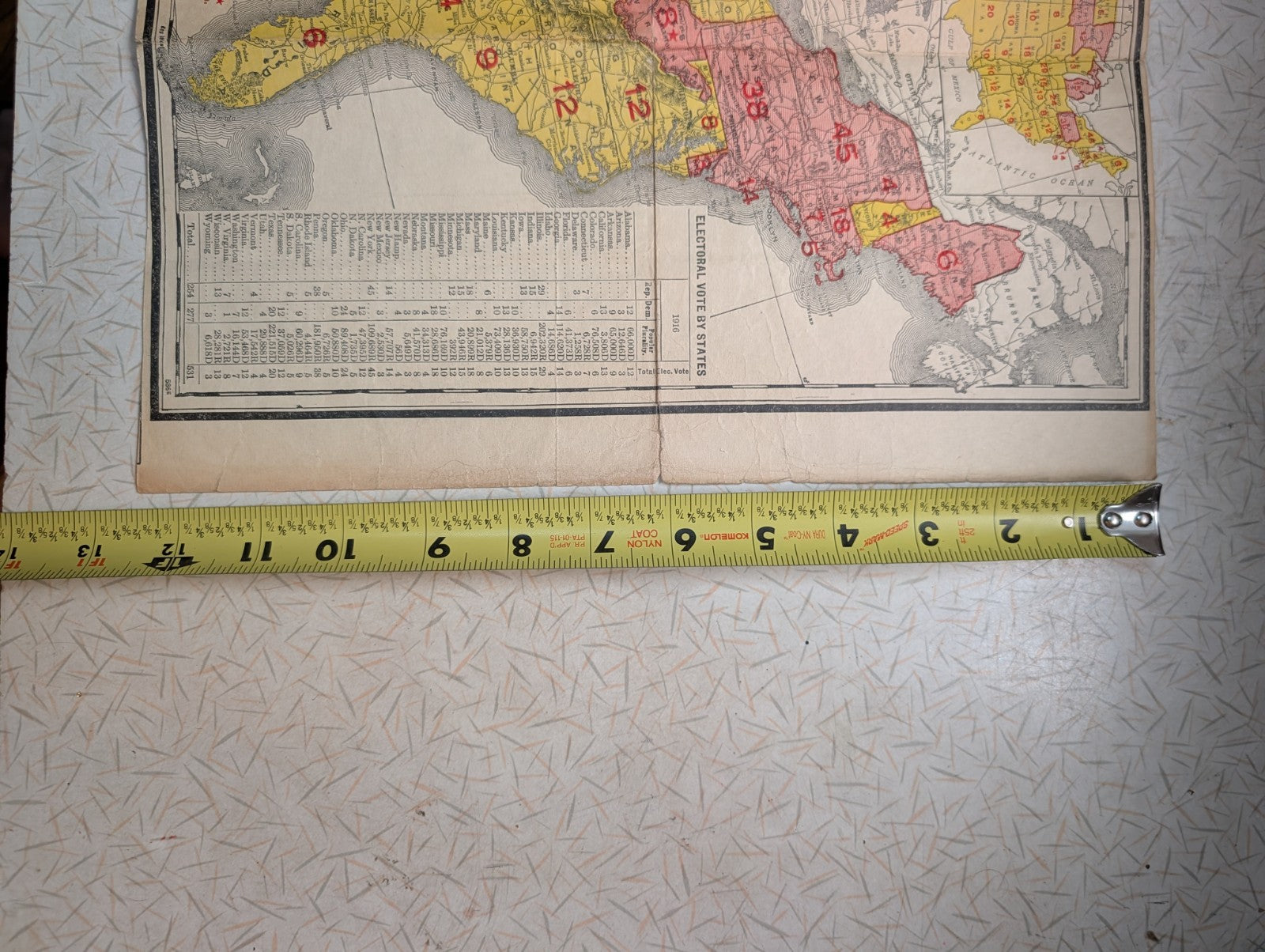 Rand McNally 1920s Electoral Votes Map Broadside Advertising Antique Voting 