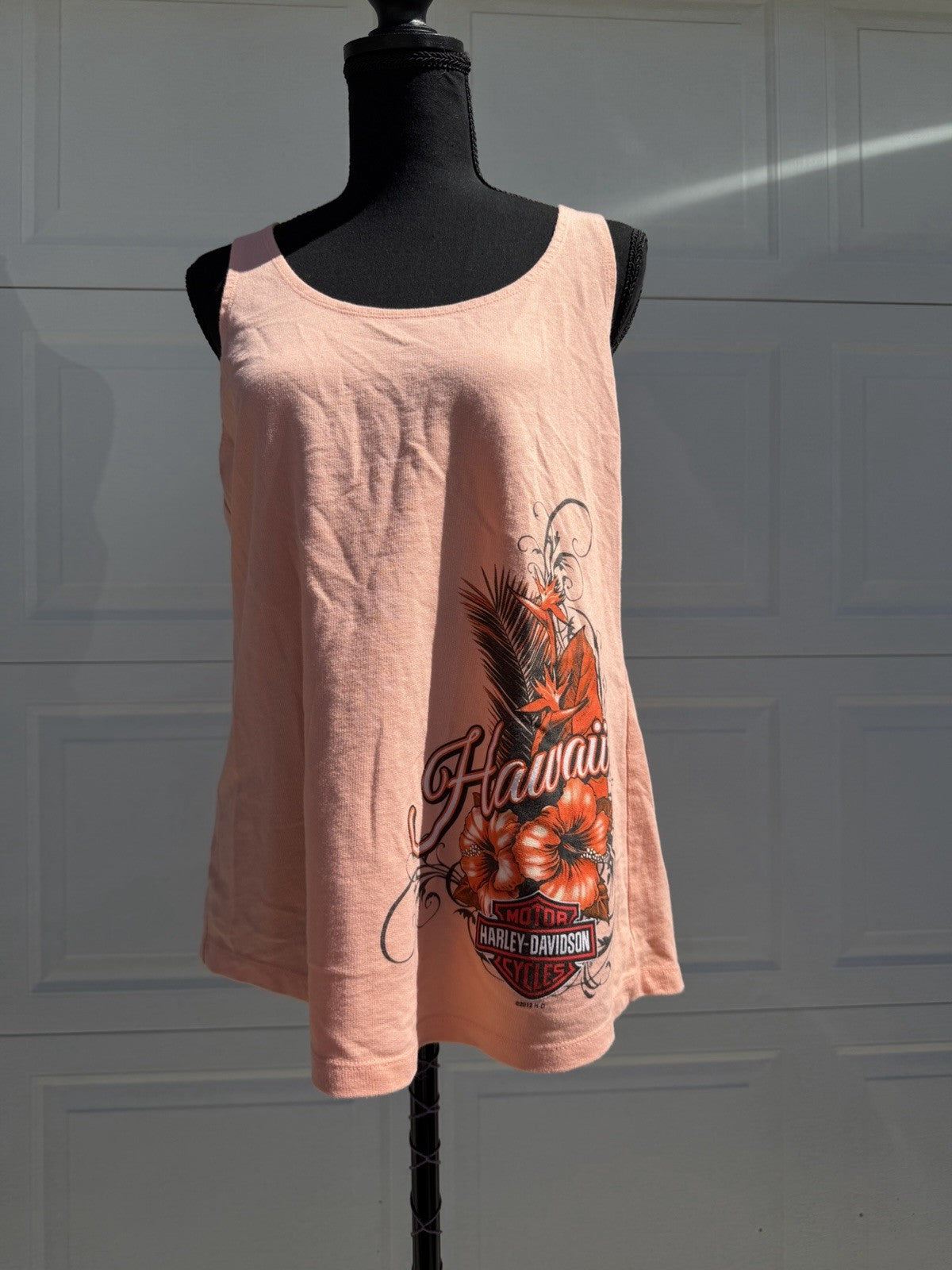 Harley Davidson Honolulu Hawaii Pink Racerback Tank Top Rhinestone Graphic Sz XL