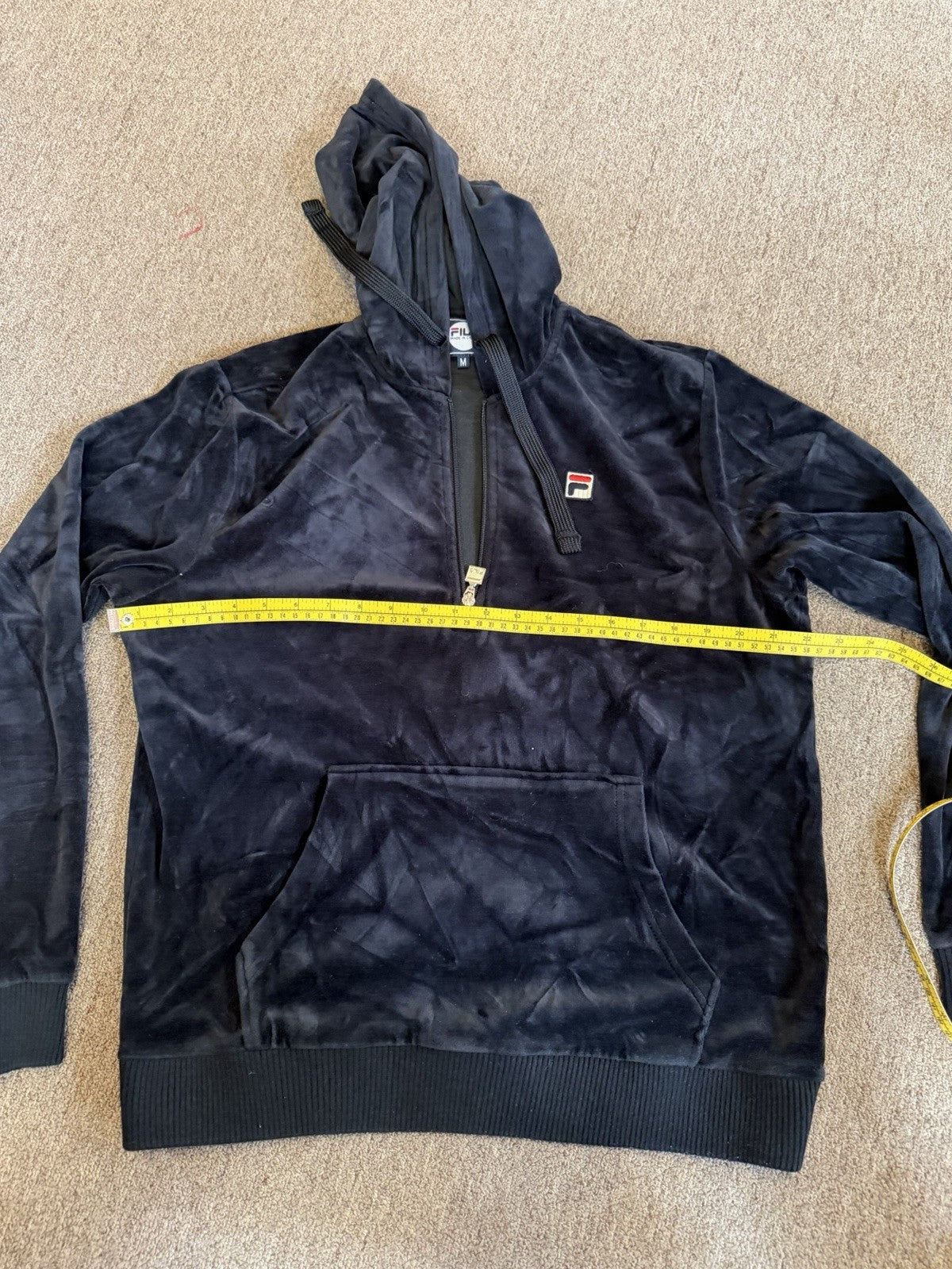 FILA Sport Women's Medium Black Velvet Velour Full Zip Hoodie Jacket