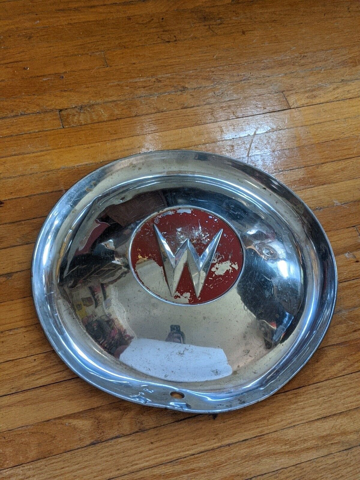 Willys Kaiser CJ? Factory “W” Chrome Hub Cap Original Oem Vintage Rare USA!