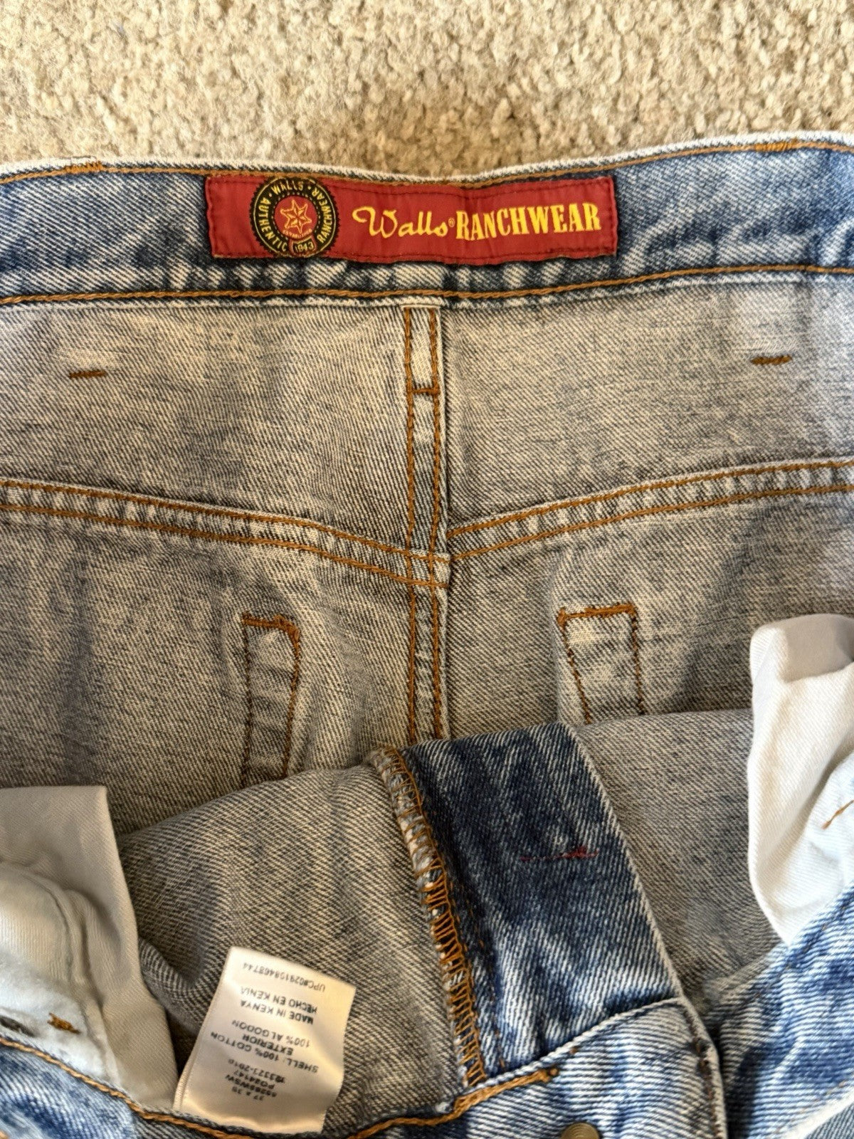Vintage Walls Jeans Mens 37x38 Blue Heavyweight Denim Relaxed Fit Ranchwear