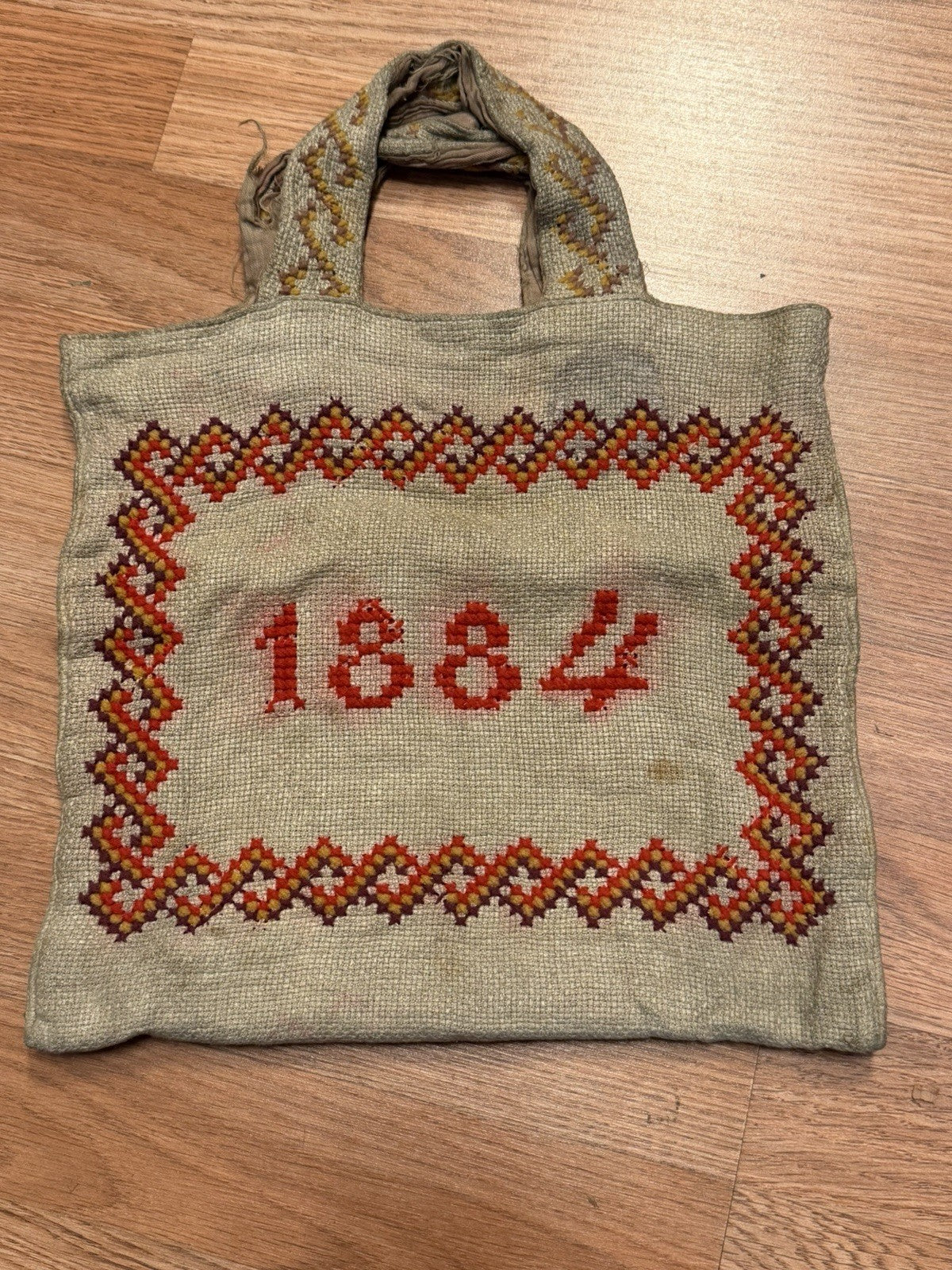 AS IS Antique 1800s Sampler Embroidery Bag