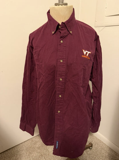 Vesi Sportswear Virginia Tech Hokies Maroon Long Sleeve Button-Down Shirt Size L