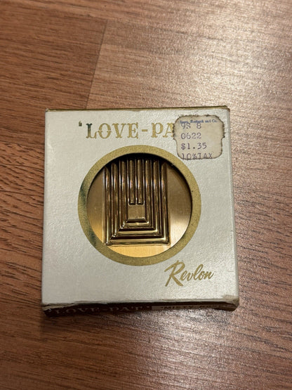 Vintage Revlon “Love Pat” Gold Tone Powder Compact, Case With Box
