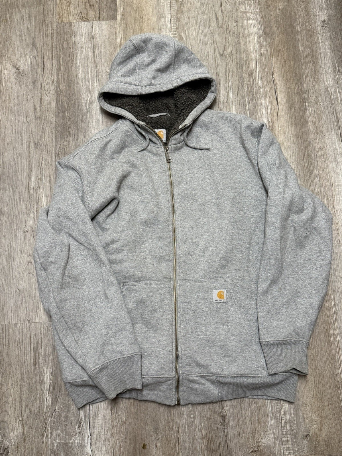 Carhartt Gray Quilted Lined Zip Heavy Hoodie Sweatshirt Men's Size Large 100631