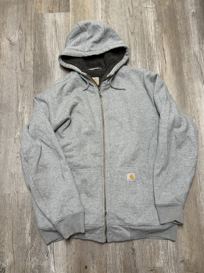 Carhartt Gray Quilted Lined Zip Heavy Hoodie Sweatshirt Men's Size Large 100631