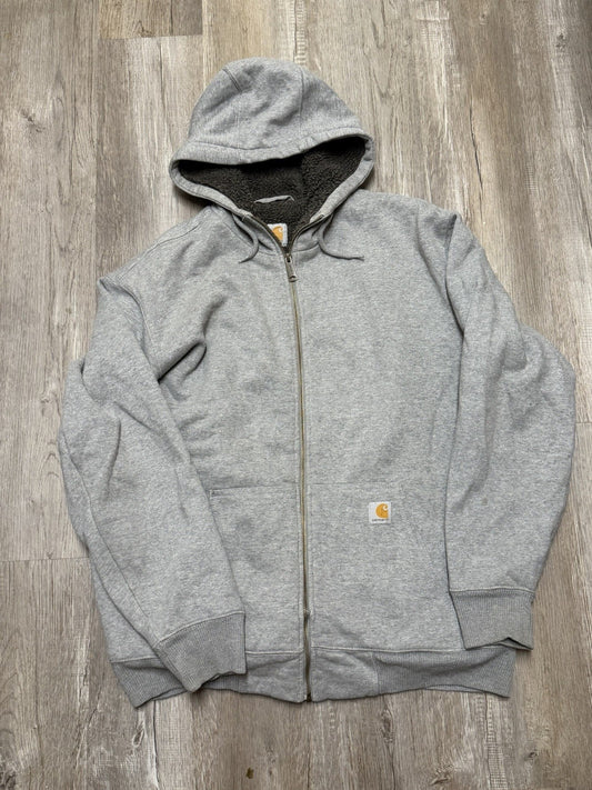 Carhartt Gray Quilted Lined Zip Heavy Hoodie Sweatshirt Men's Size Large 100631