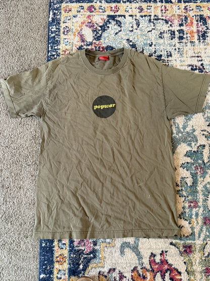 AS IS Vintage POPWAR Skateboard Shirt L GREEN LOGO