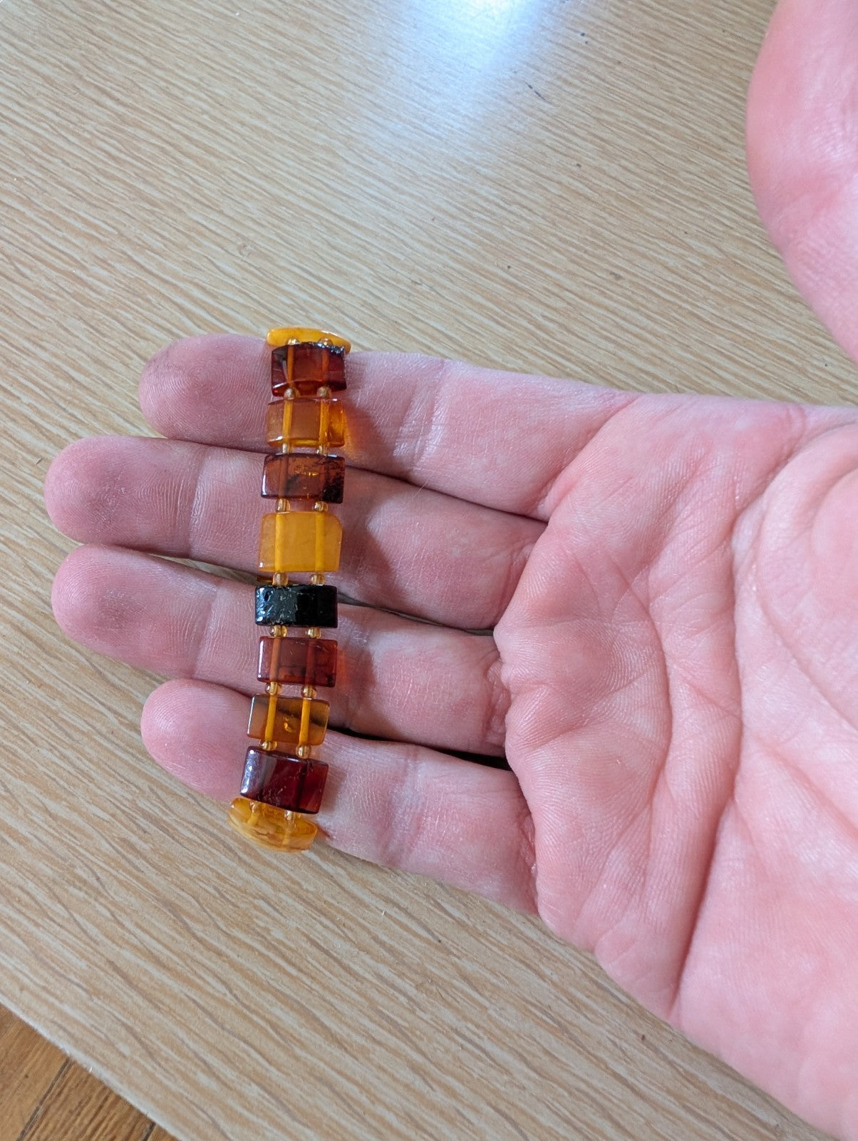 Dainty Baltic Amber Bracelet Multicolor Stretch Women’s Butterscotch & Cognac