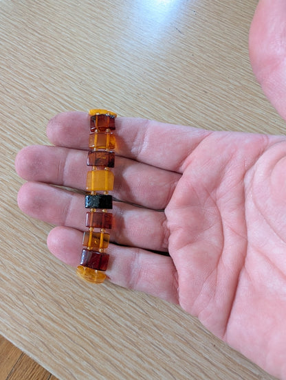 Dainty Baltic Amber Bracelet Multicolor Stretch Women’s Butterscotch & Cognac
