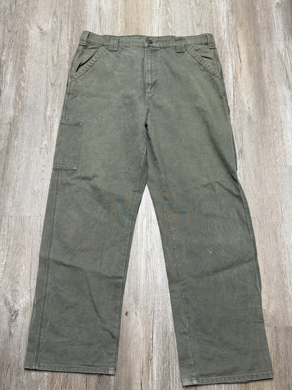 Smith's Workwear Men's Relaxed Fit Olive Canvas Work Pants (38 x 34) Q2(A436T)