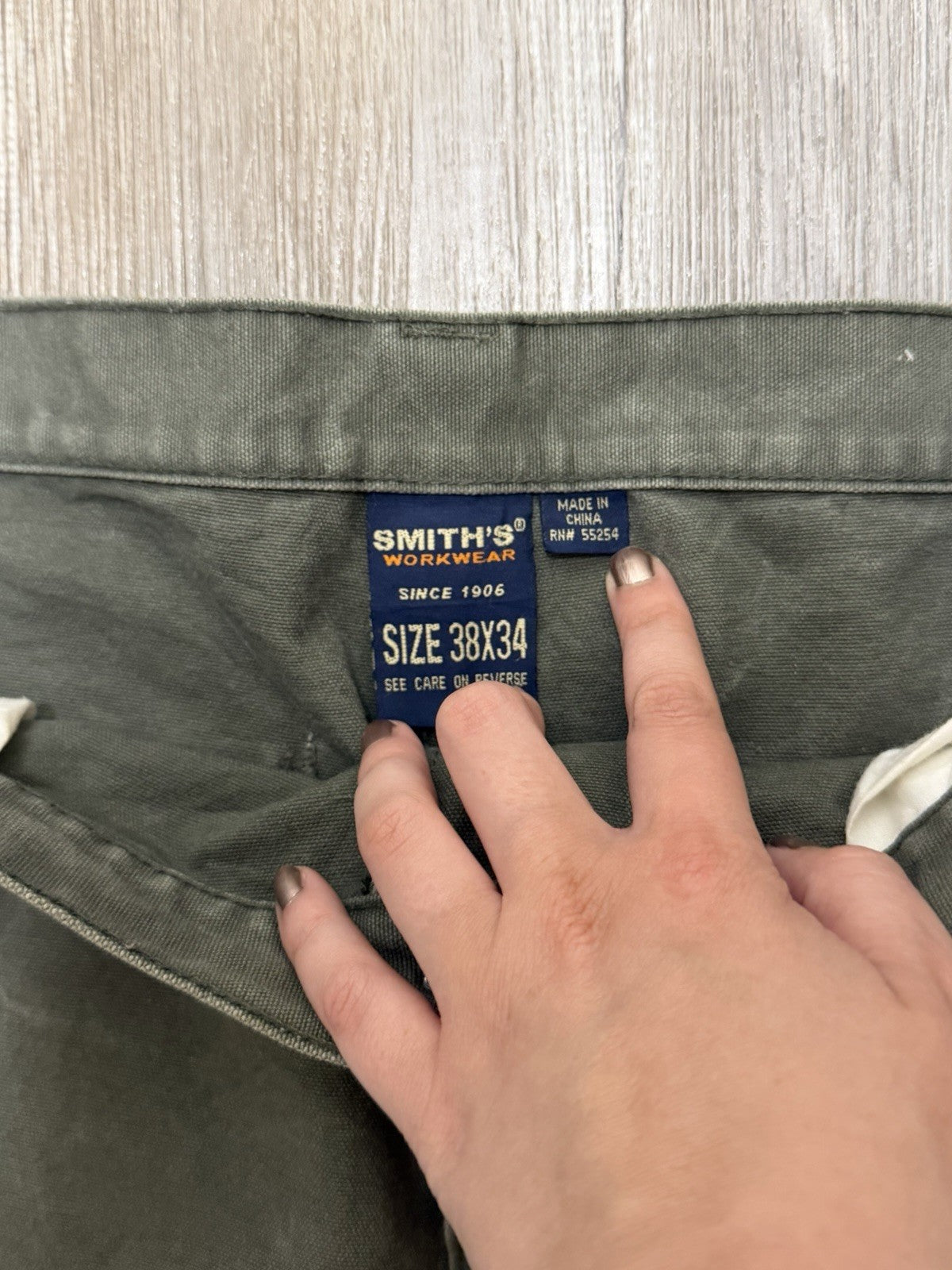 Smith's Workwear Men's Relaxed Fit Olive Canvas Work Pants (38 x 34) Q2(A436T)