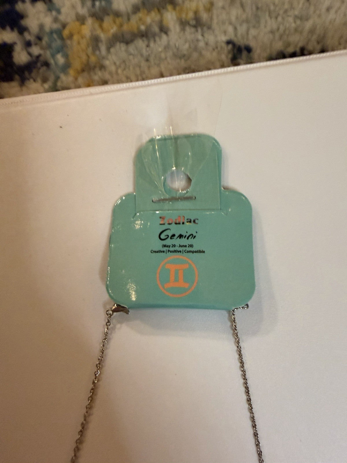 Vintage Y2K Deadstock Zodiac Silver Gemini Necklace