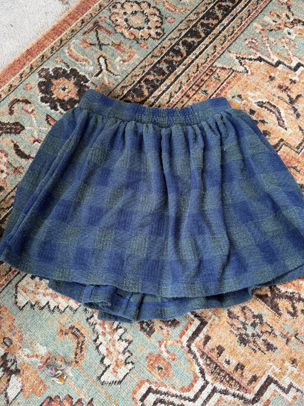 Free People Green Plaid Smocked Waist Skort Sz Small Flared Mini Skirt Shorts
