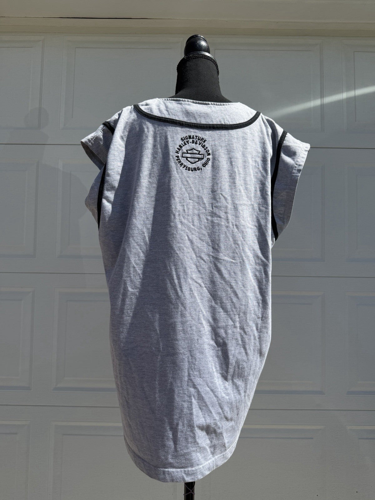 Vintage Harley Davidson Button Down Jersey Tank Size L Perrysburg Ohio