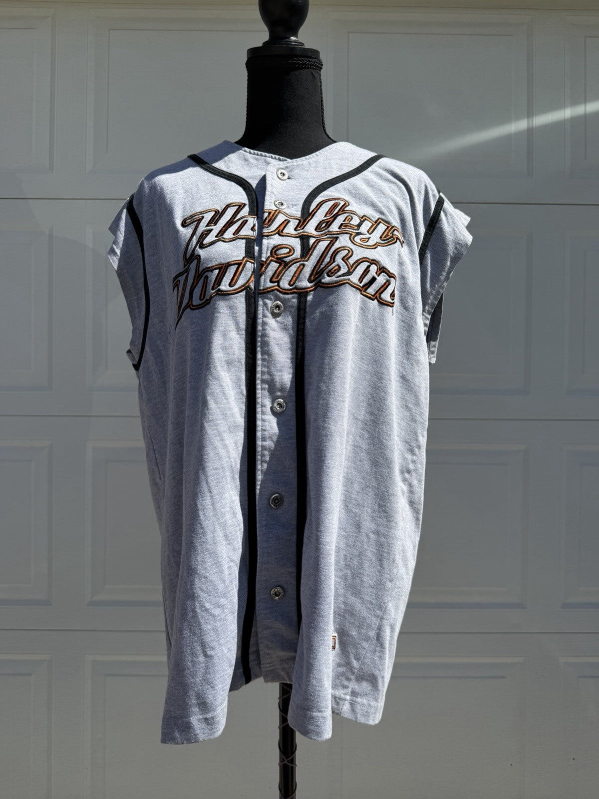 Vintage Harley Davidson Button Down Jersey Tank Size L Perrysburg Ohio