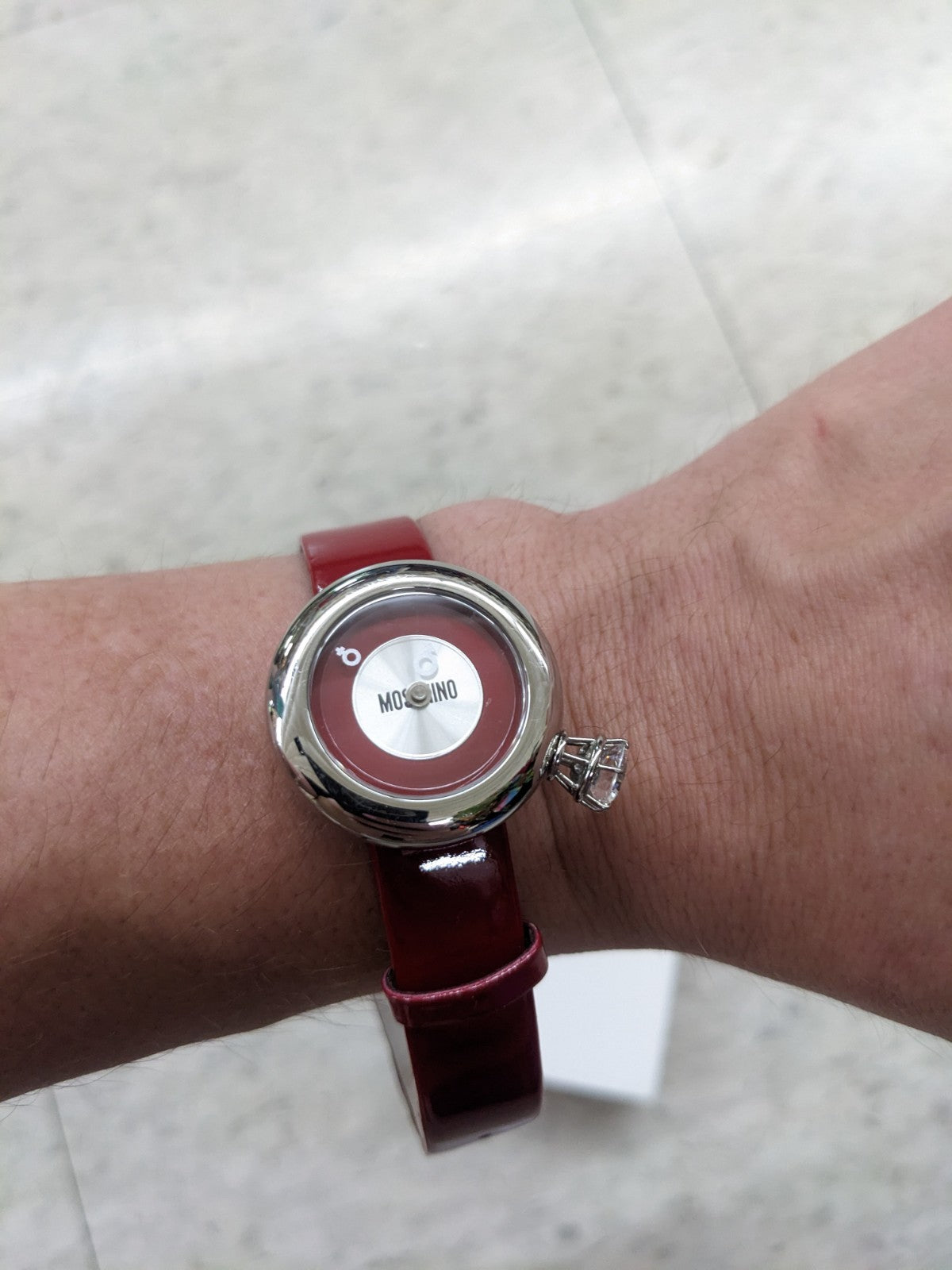 Vintage Moschino Red Diamonds Are Forever Watch EUC 