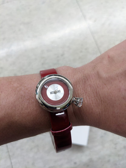 Vintage Moschino Red Diamonds Are Forever Watch EUC 