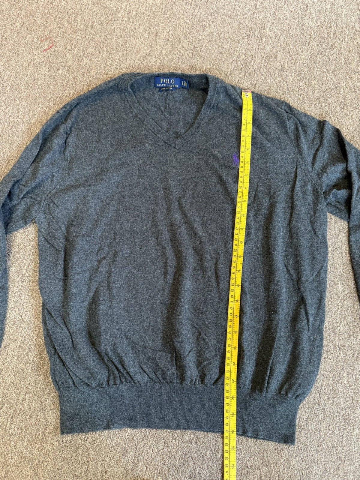Polo Ralph Lauren Men's Long Sleeve V-Neck T-Shirt Charcoal Gray L