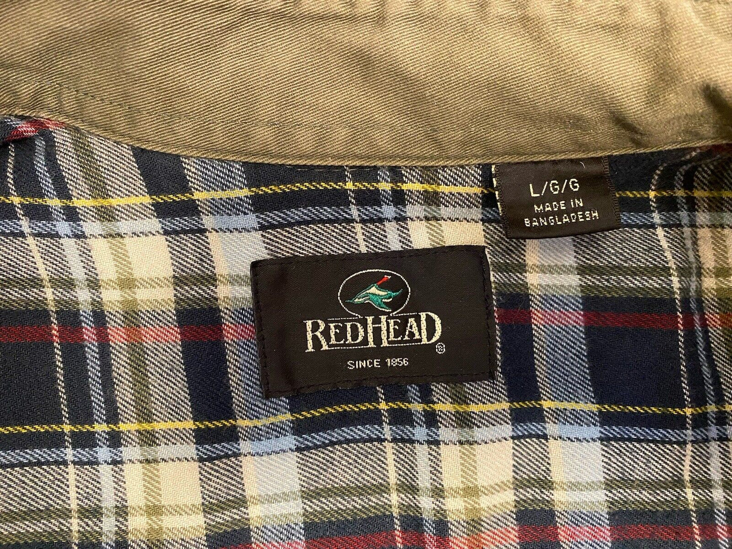 RedHead Shirt Journeyman Large Green Button Up Flannel Lined  Outdoor As Is 