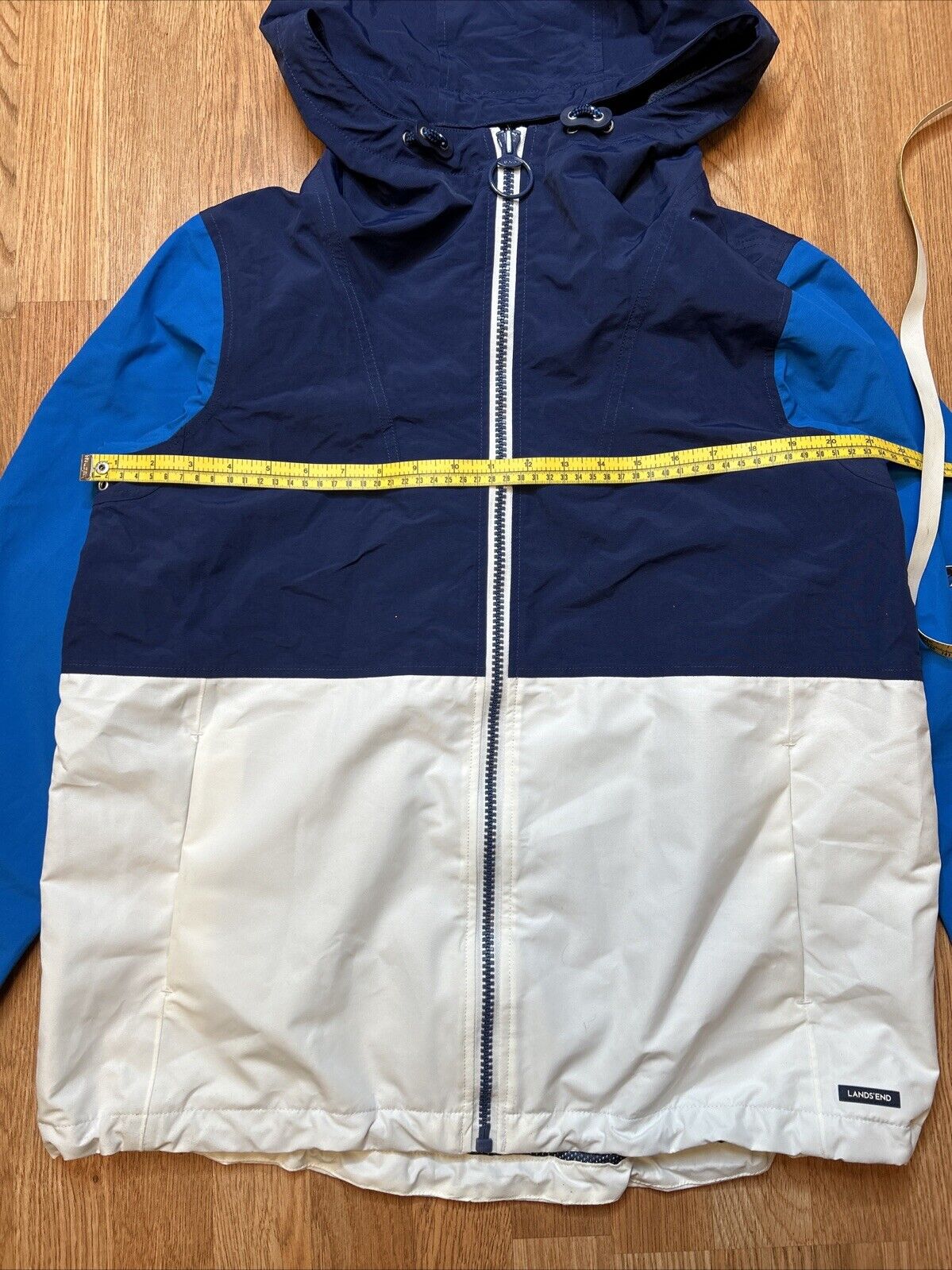 NWT Lands End Jacket Blue White Softshell Mens Medium 