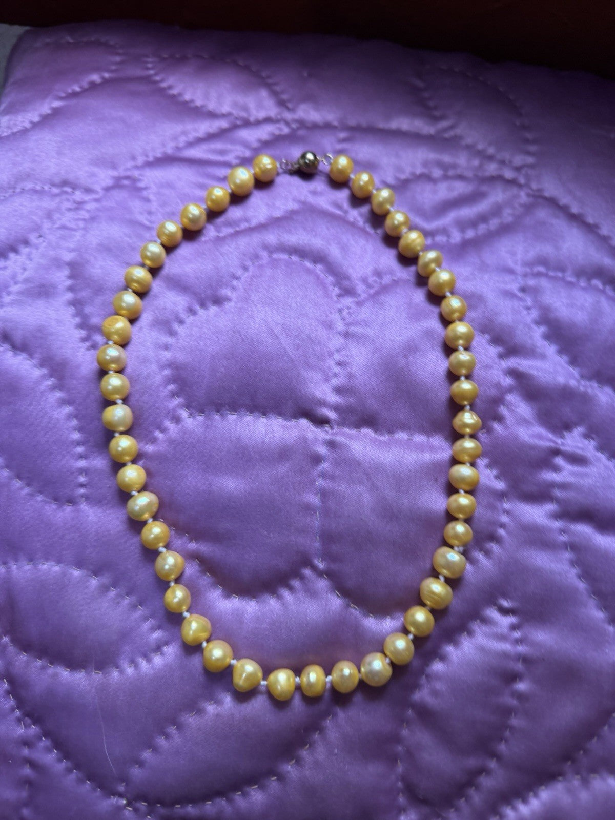 SOUTH SEA NATURAL yellow PEARL NECKLACE 11-12MM 14K GOLD CLASP 18''