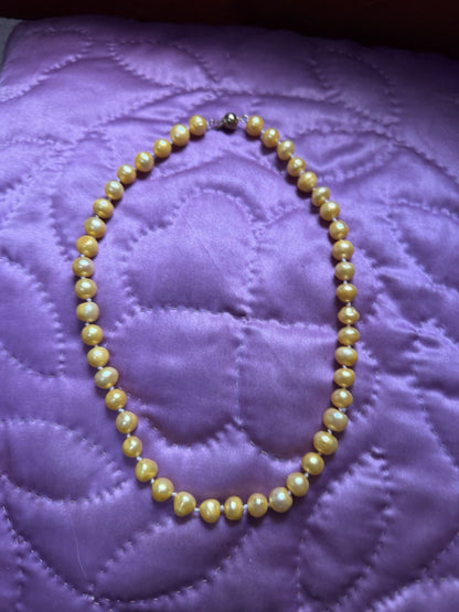 SOUTH SEA NATURAL yellow PEARL NECKLACE 11-12MM 14K GOLD CLASP 18''