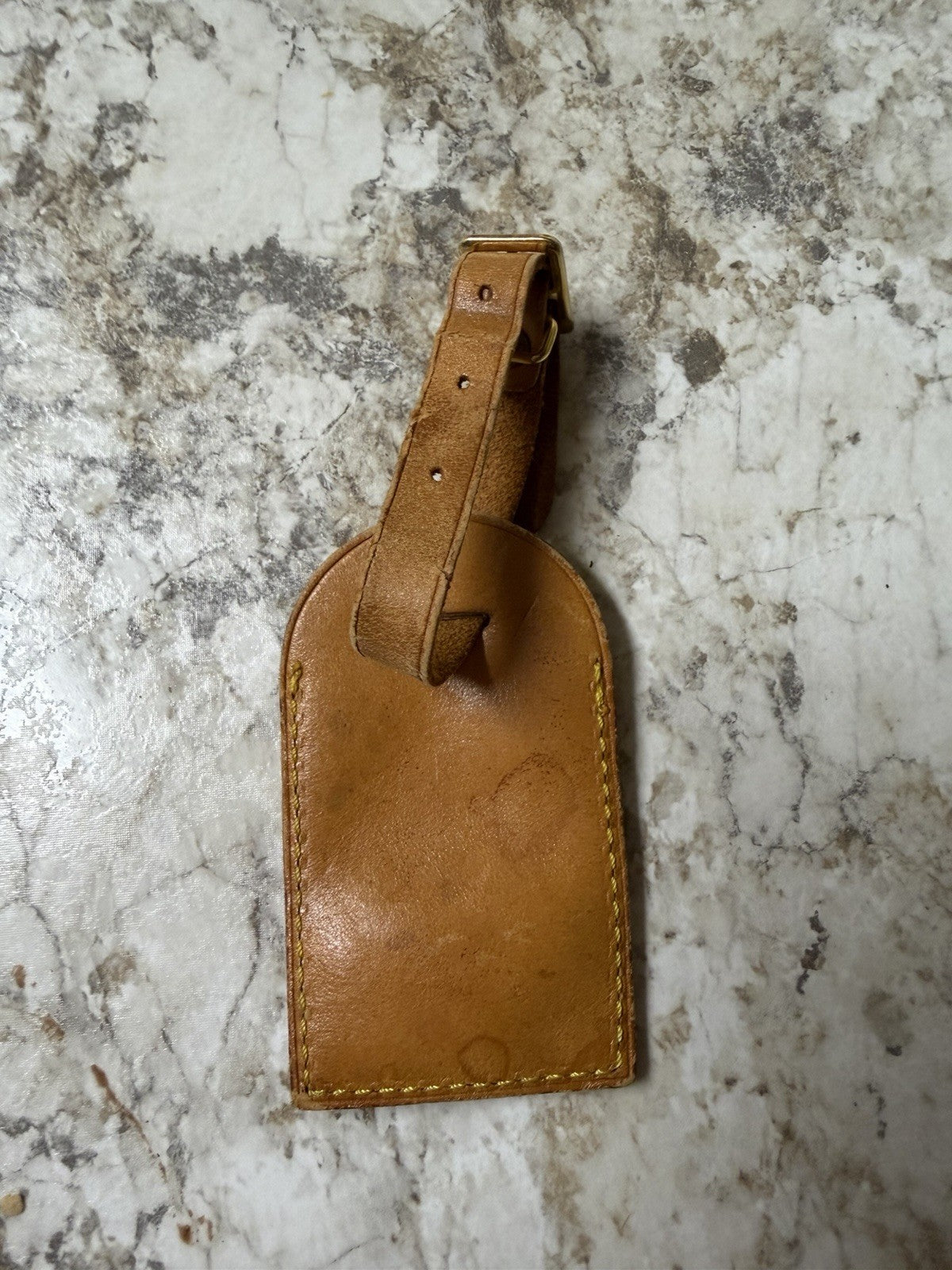 AS IS Vintage Louis Vuitton Small Luggage Tag in Vachetta Leather (16A)