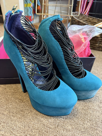 AS IS London Trash Womens Ceres Platform Heels Stiletto Teal Size 7.5