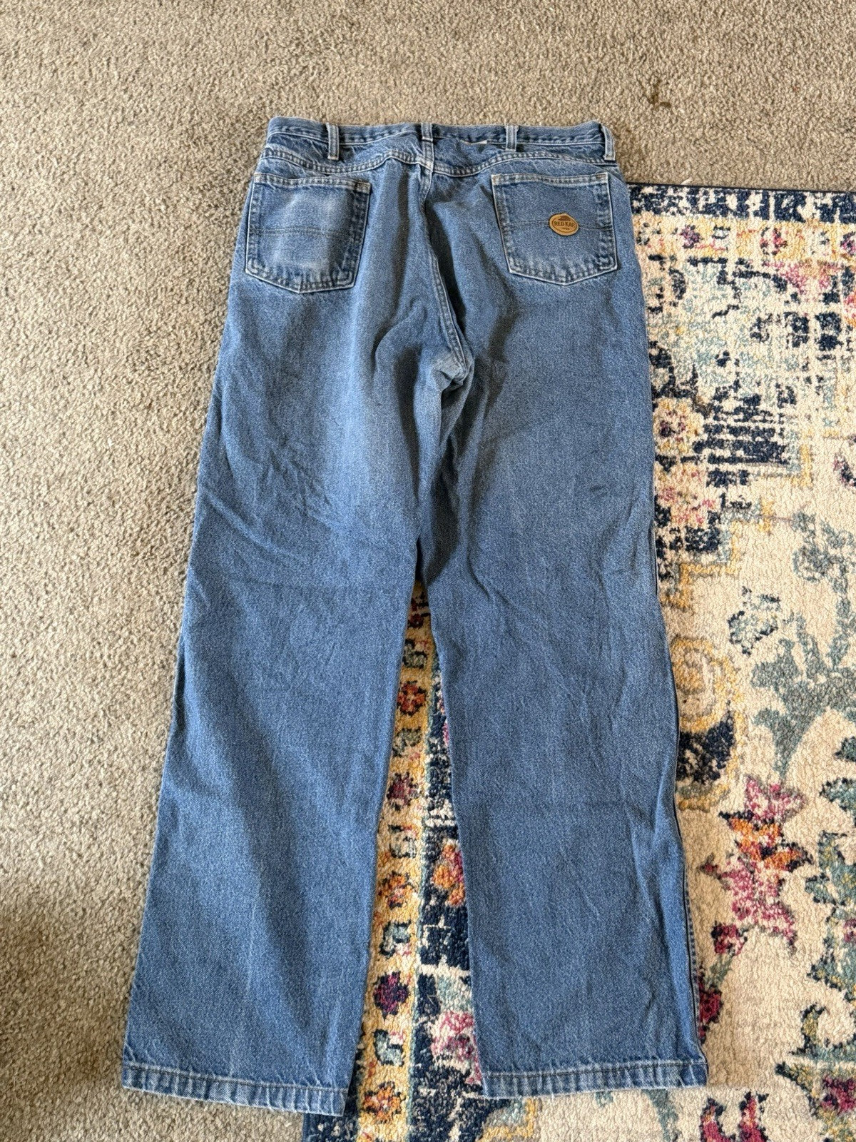 Vintage Red Cap Jeans Jeans Mens 38 Blue Straight 38x36 80's USA Made Wide Leg