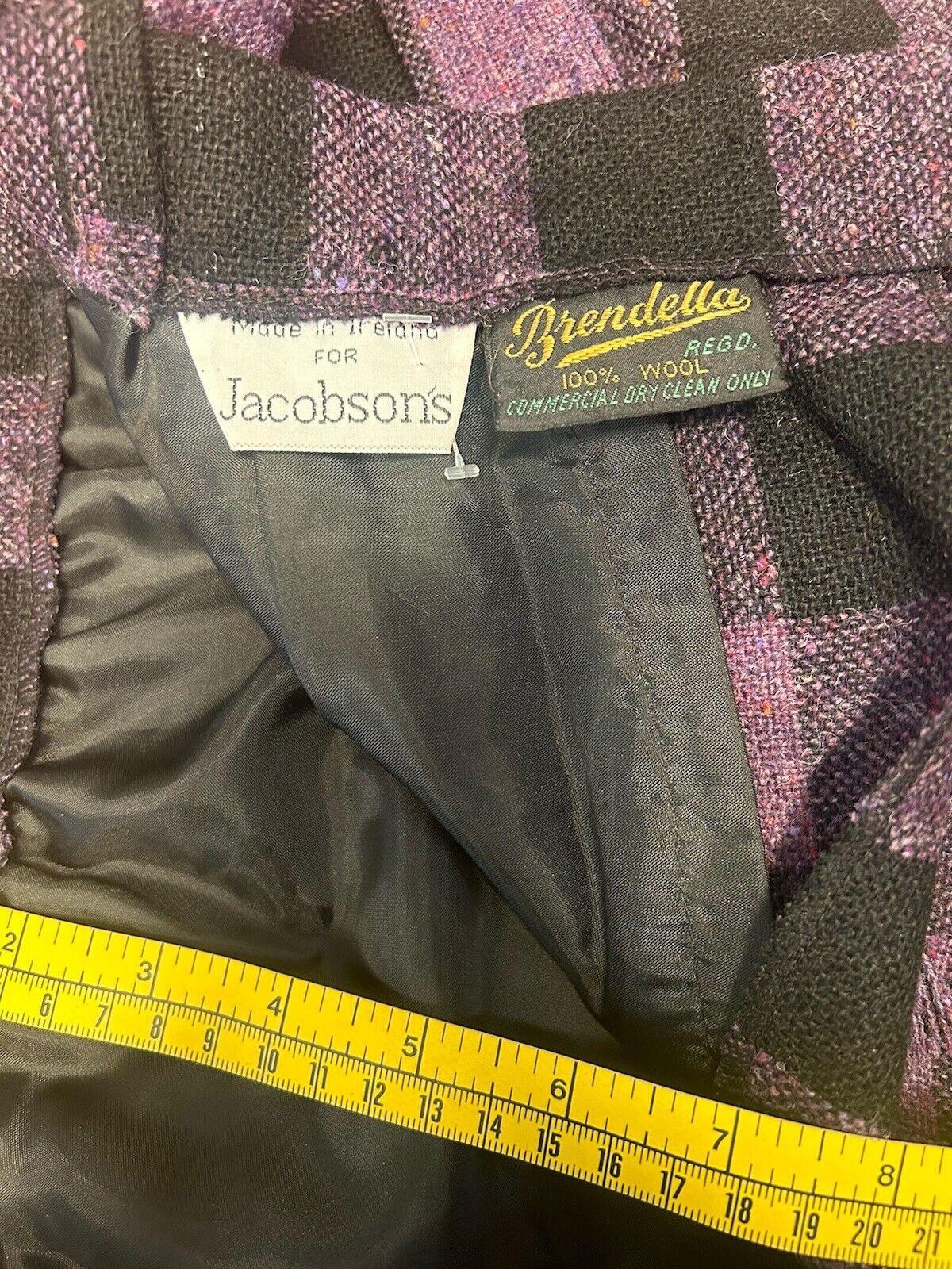 VTG Brendella Irish Kilt Tartan Plaid  Skirt Wool Ireland Size Xxs 24” Waist