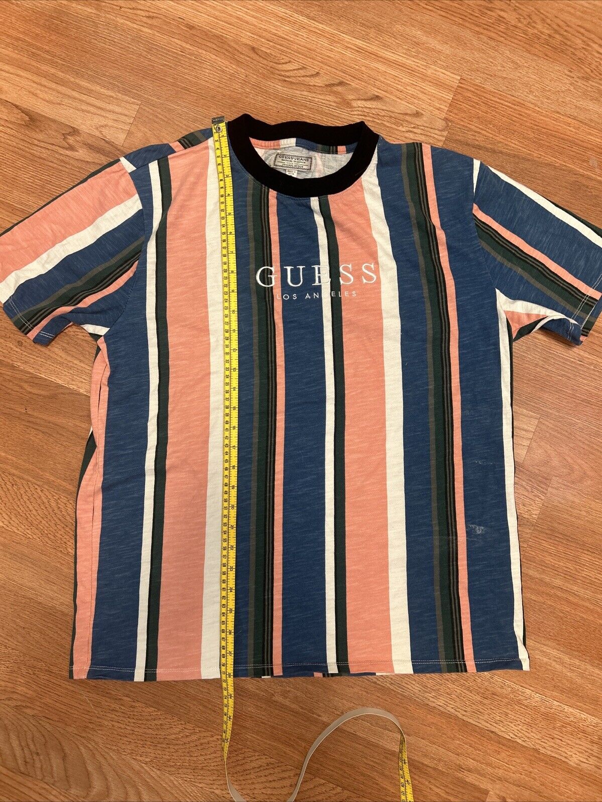 90’s Guess Jeans USA Multicolored Vertical Striped Tee Medium Vtg