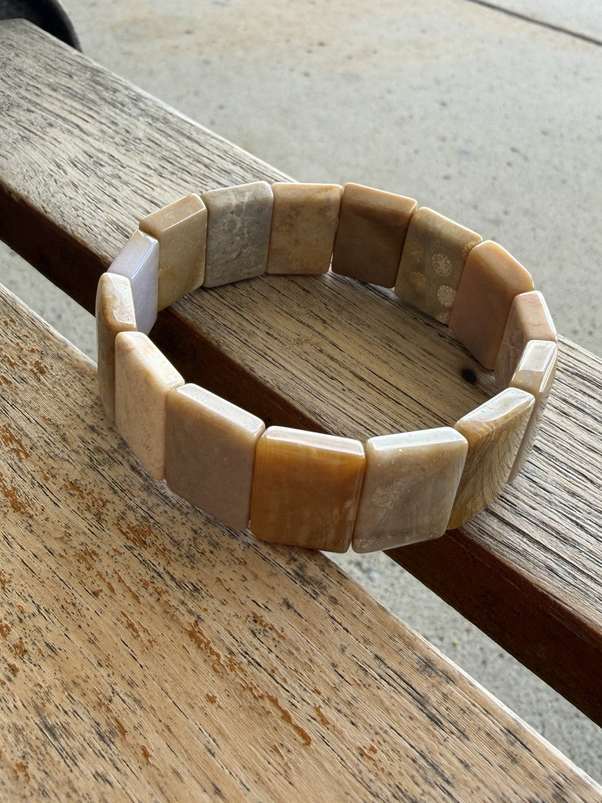 Fossilized Agate Chunky Coral Bracelet