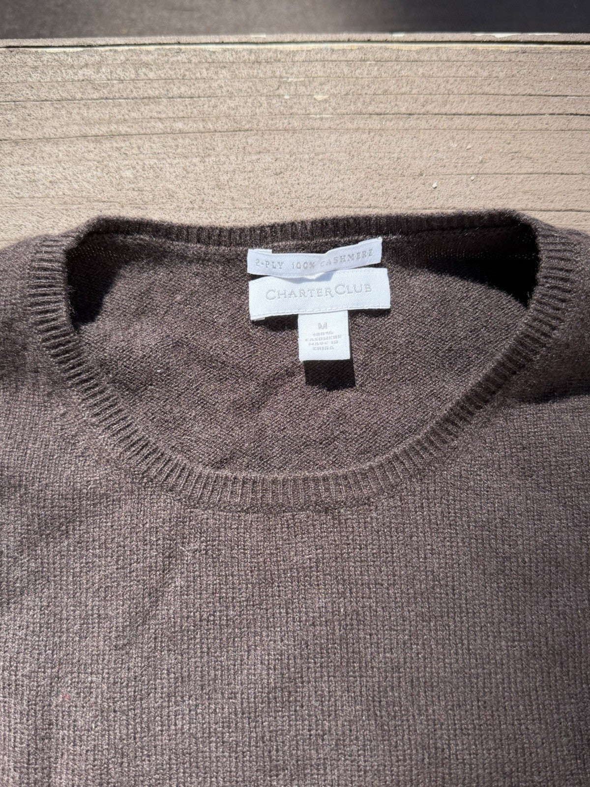Charter Club Brown 100% Cashmere Pullover Sweater sz M