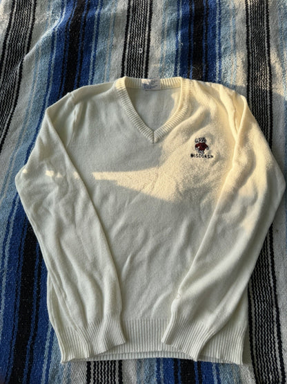 Vintage University Of Wisconsin Champion Pullover Embroidered Sweater Size Small