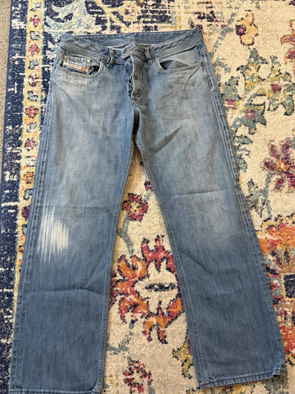As Is Vintage DIESEL INDUSTRY Straight Button Fly Jeans RR55 Made In Italy 36