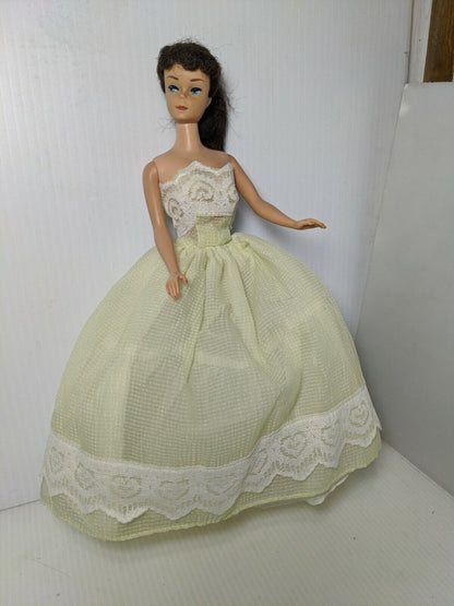 Barbie clone outfit homemade vintage ball gown yellow chiffon lace dress  