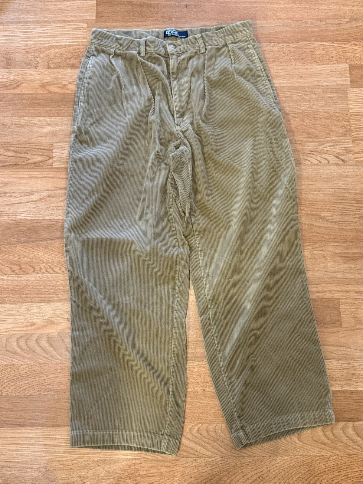 Polo Ralph Lauren Hammond Pant Mens 34x39 Tan Corduroy Relaxed Cuffed Pleated
