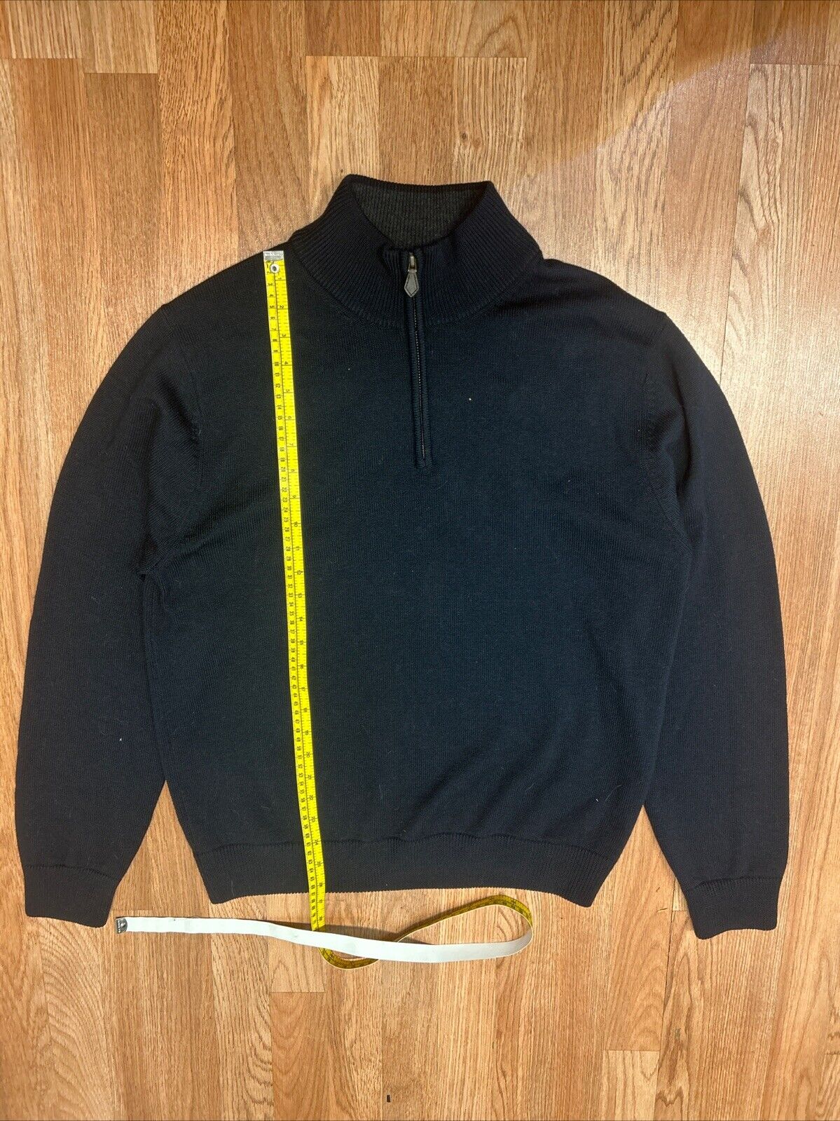 Brooks Brothers Pullover Sweater Men's Large Blue Quarter 1/4 Zip Merino Wool