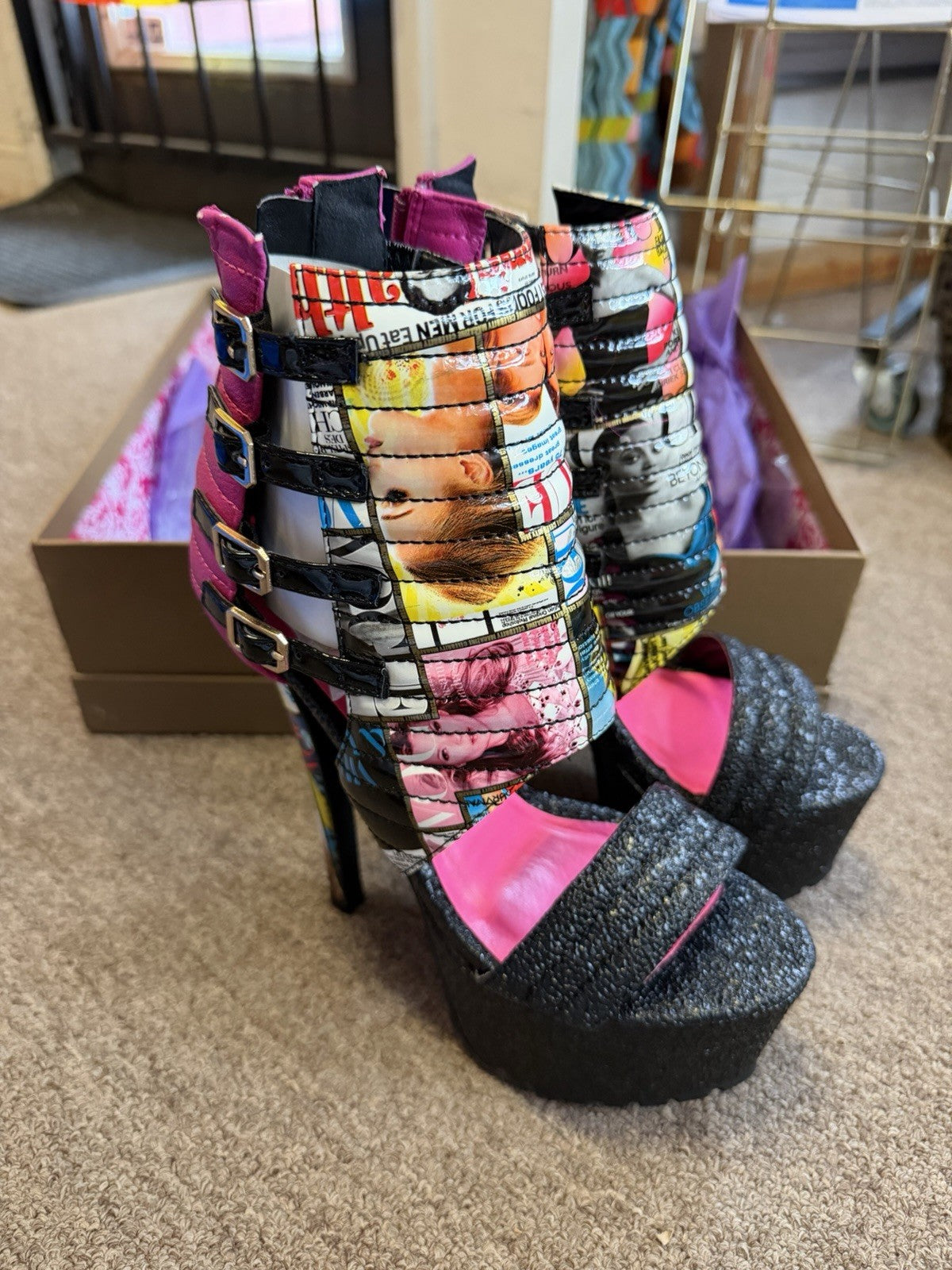Privileged Size 7 Xpress Multi Heels Magazine 80s Throwback