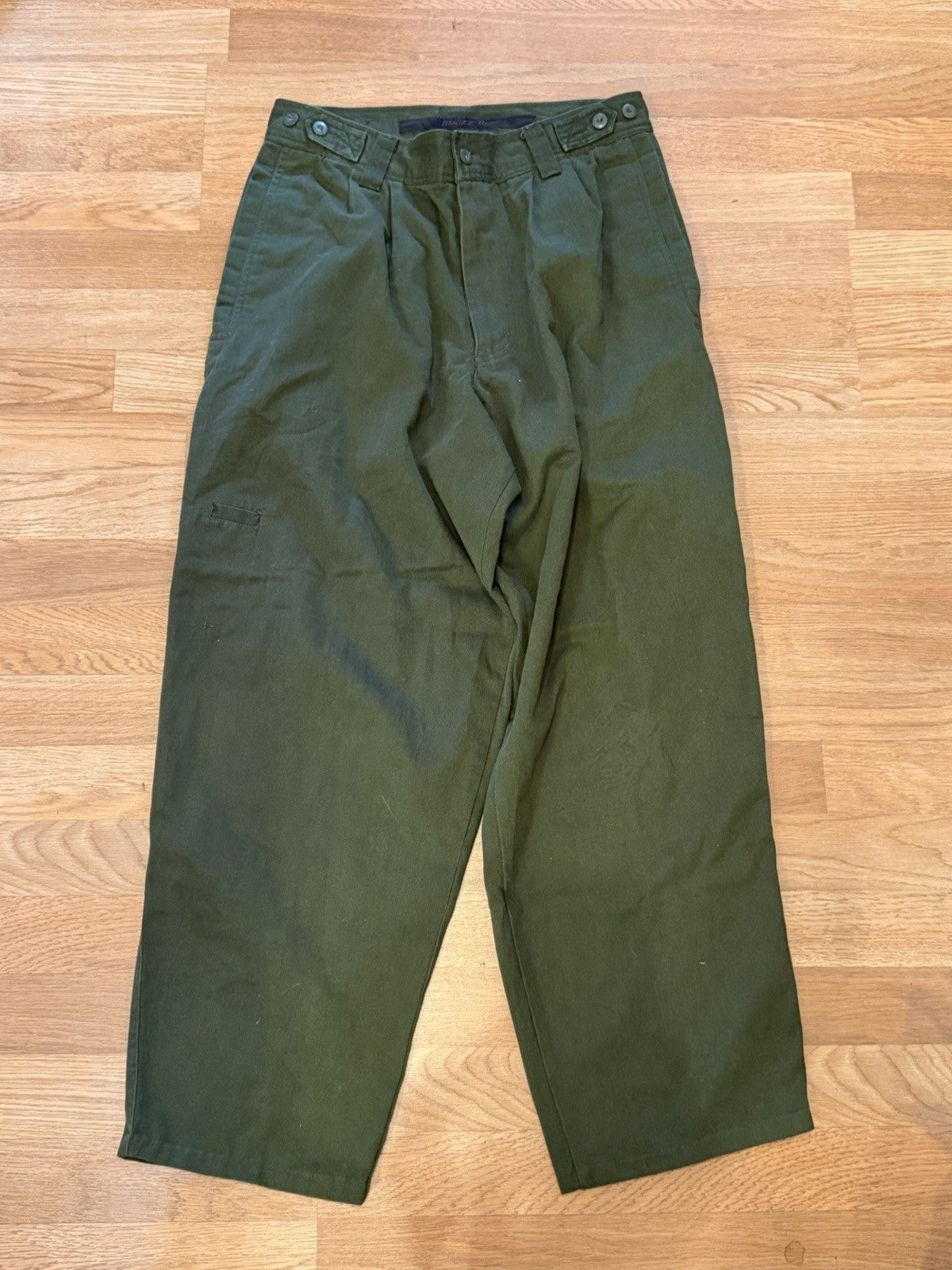 Vintage Bugle Boy Cargo Men Army Green Faded Baggy Wide Leg Y2K 90s