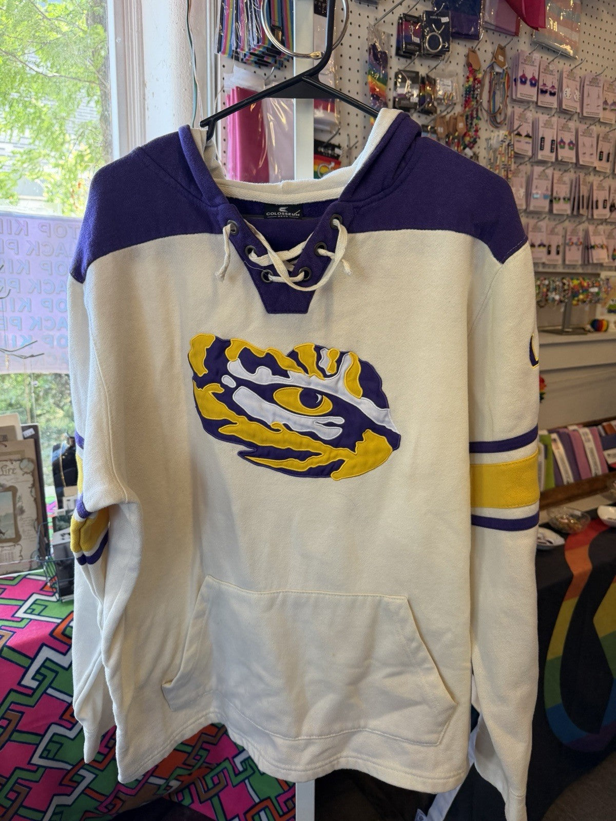 Louisiana State University Lace Up Vintage Sweatshirt Size Large