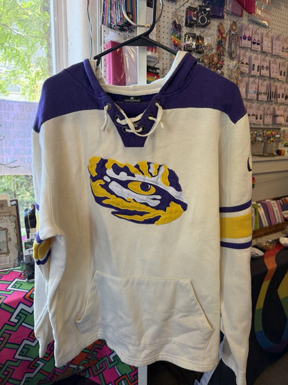Louisiana State University Lace Up Vintage Sweatshirt Size Large