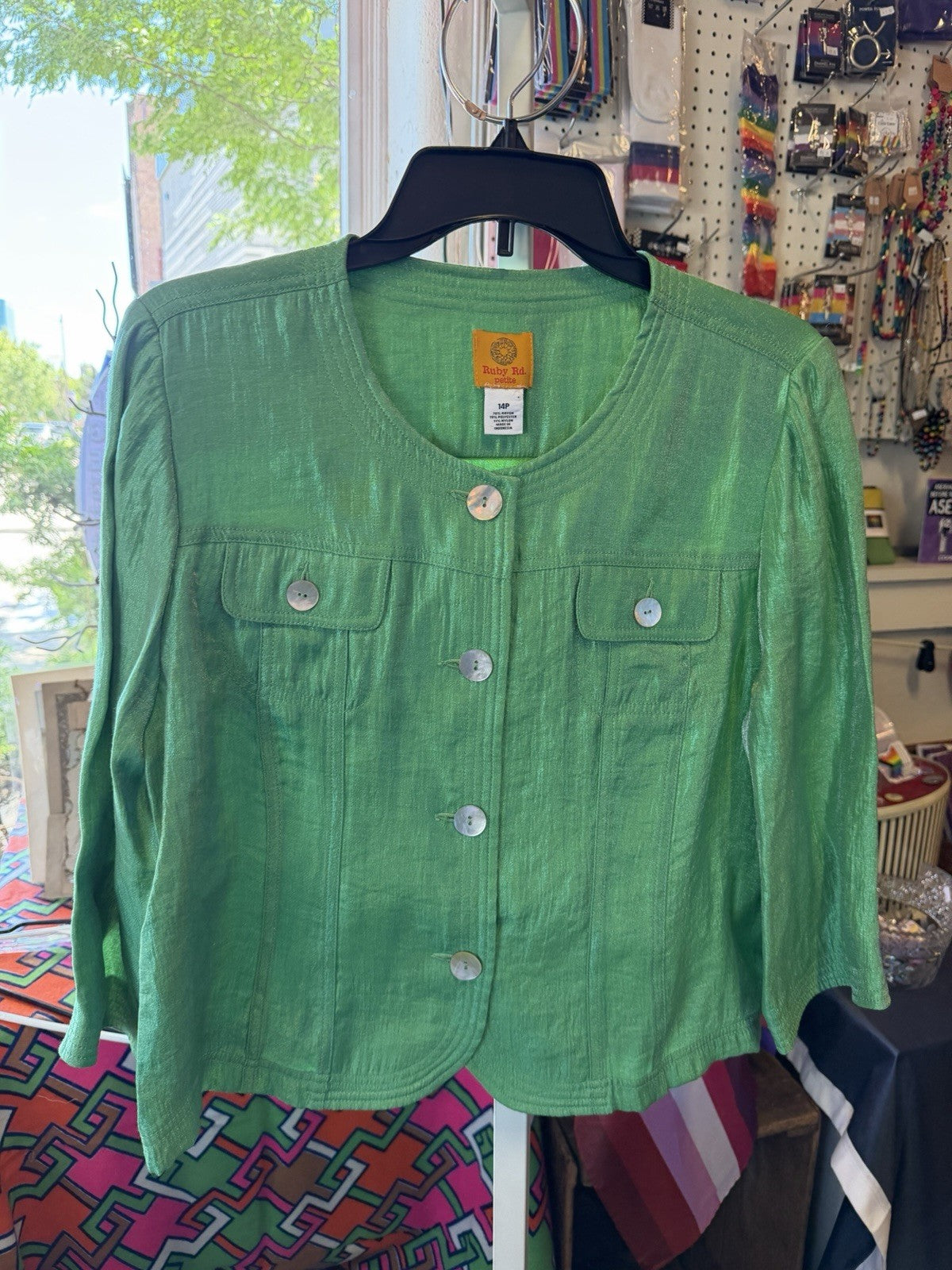 Vintage Ruby Rd Blazer Metallic Green