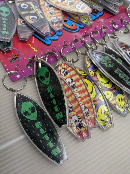 2 Dozen 90s Surfboard Keychain Favor Party Gift Bag Fillers Prize 24 Alien NOS
