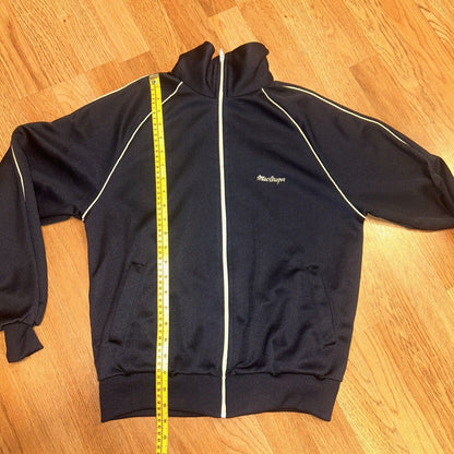 vtg 80s 90s MacGregor Full Zip Sweatshirt Track Jacket Retro Navy Workout med lg